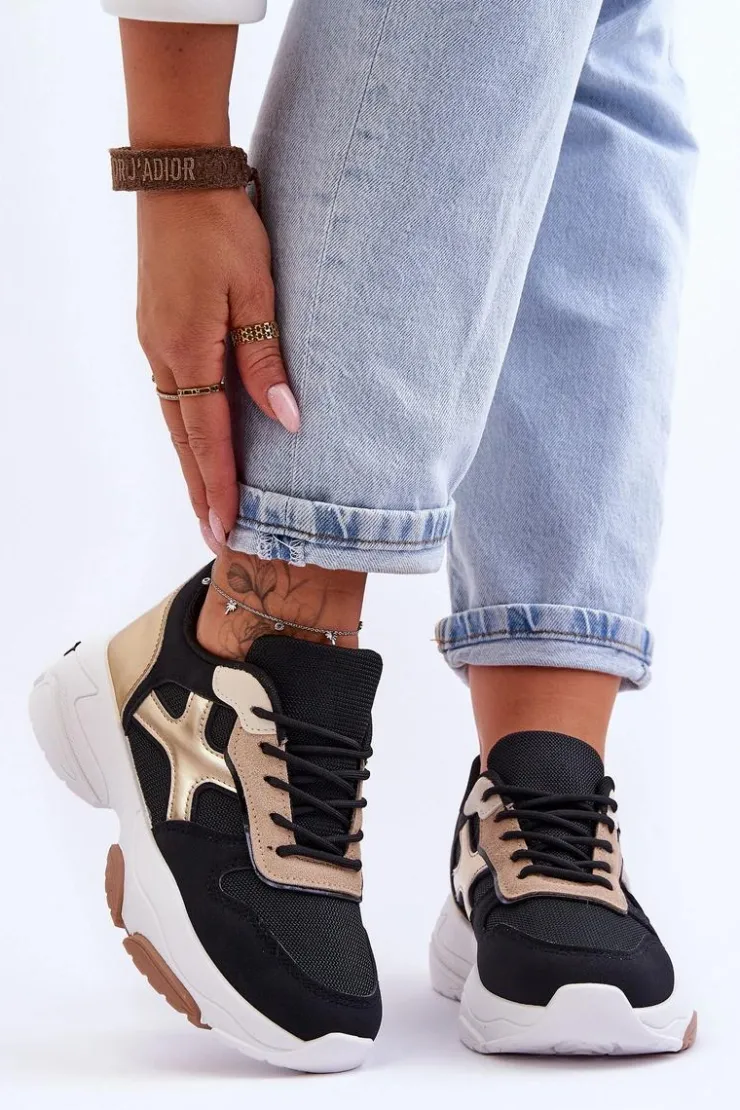 Damskie Boto Damskie Sneakersy Sznurowane Czarne Cortes