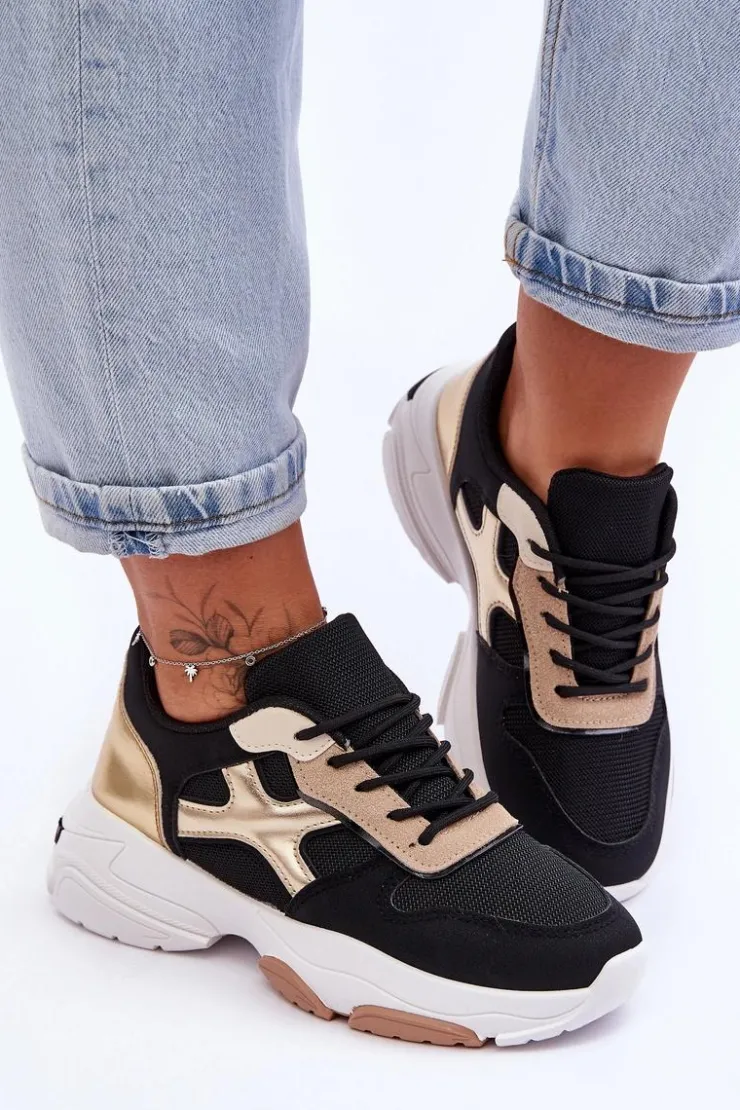 Damskie Boto Damskie Sneakersy Sznurowane Czarne Cortes