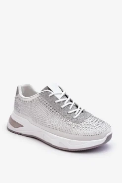 Damskie Boto Damskie Sneakersy Z Cyrkoniami Białe Raiden