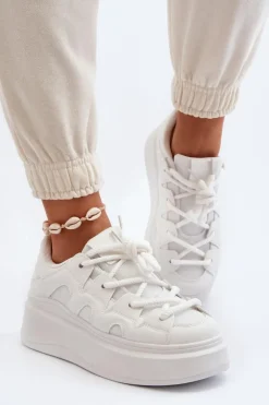 Boto Buty Sportowe Na Platformie|Sneakersy Damskie*Damskie Sneakersy Z Grubym Sznurowaniem Białe Vinali