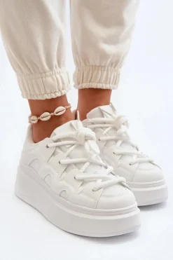 Boto Buty Sportowe Na Platformie|Sneakersy Damskie*Damskie Sneakersy Z Grubym Sznurowaniem Białe Vinali
