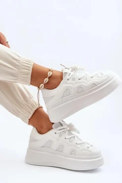 Boto Buty Sportowe Na Platformie|Sneakersy Damskie*Damskie Sneakersy Z Grubym Sznurowaniem Białe Vinali