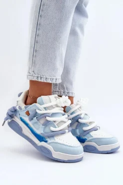 Boto Sneakersy Damskie*Damskie Sneakersy Z Grubym Sznurowaniem Niebieskie Miatora