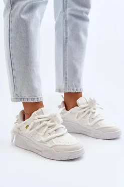 Hot Boto Damskie Sneakersy Z Grubym Sznurowaniem Białe Miatora