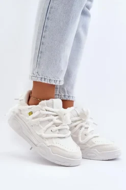 Hot Boto Damskie Sneakersy Z Grubym Sznurowaniem Białe Miatora