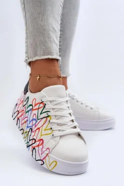 Damskie Boto Damskie Sneakersy Z Sercami Białe Claral