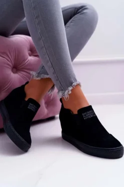 Damskie Boto Damskie Snekersy Trampki Lu Boo Wsuwane Czarne Kaori
