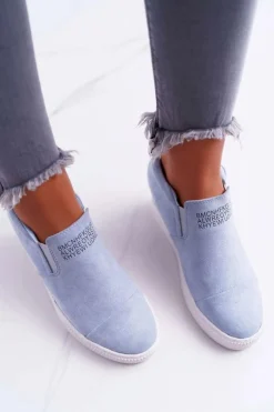 Boto Sneakersy Damskie*Damskie Snekersy Trampki Lu Boo Wsuwane Błękitne Kaori