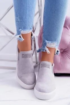 Boto Sneakersy Damskie*Damskie Snekersy Trampki Lu Boo Wsuwane Szare Kaori