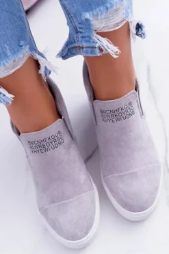 Boto Sneakersy Damskie*Damskie Snekersy Trampki Lu Boo Wsuwane Szare Kaori