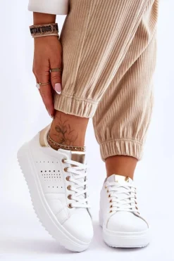 Online Boto Damskie Sportowe Buty Biało-Złote Be First!