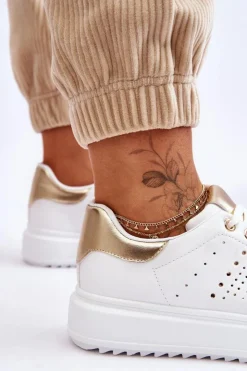 Online Boto Damskie Sportowe Buty Biało-Złote Be First!