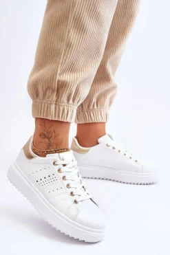 Online Boto Damskie Sportowe Buty Biało-Złote Be First!