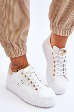 Online Boto Damskie Sportowe Buty Biało-Złote Be First!