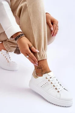 Online Boto Damskie Sportowe Buty Biało-Złote Be First!