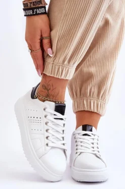 Boto Sneakersy Damskie*Damskie Sportowe Buty Biało-Czarne Be First! Biały