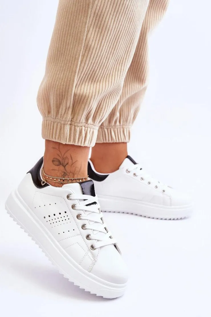 Boto Sneakersy Damskie*Damskie Sportowe Buty Biało-Czarne Be First! Biały