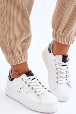 Boto Sneakersy Damskie*Damskie Sportowe Buty Biało-Czarne Be First! Biały