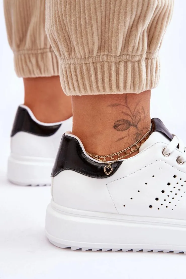 Boto Sneakersy Damskie*Damskie Sportowe Buty Biało-Czarne Be First! Biały