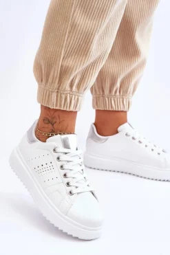 Boto Sneakersy Damskie*Damskie Sportowe Buty Biało-Srebrne Be First!