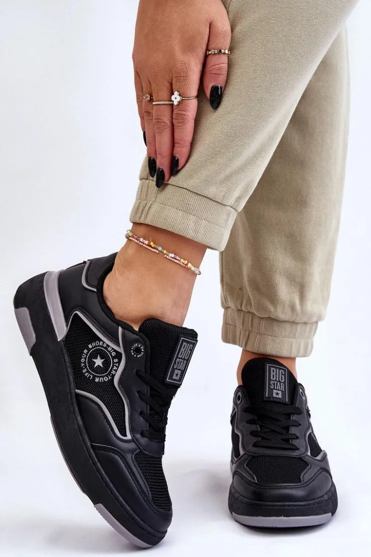 Sale Big Star Shoes Damskie Sportowe Buty Big Star LL274443 Czarno-Szare