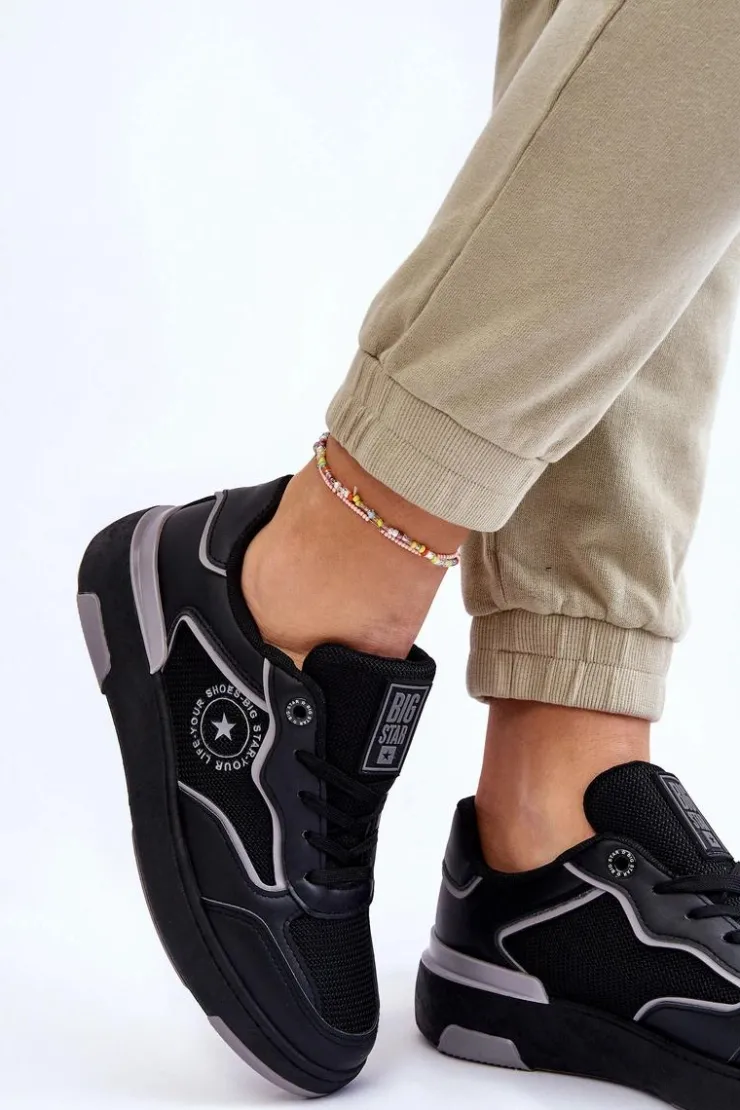 Sale Big Star Shoes Damskie Sportowe Buty Big Star LL274443 Czarno-Szare