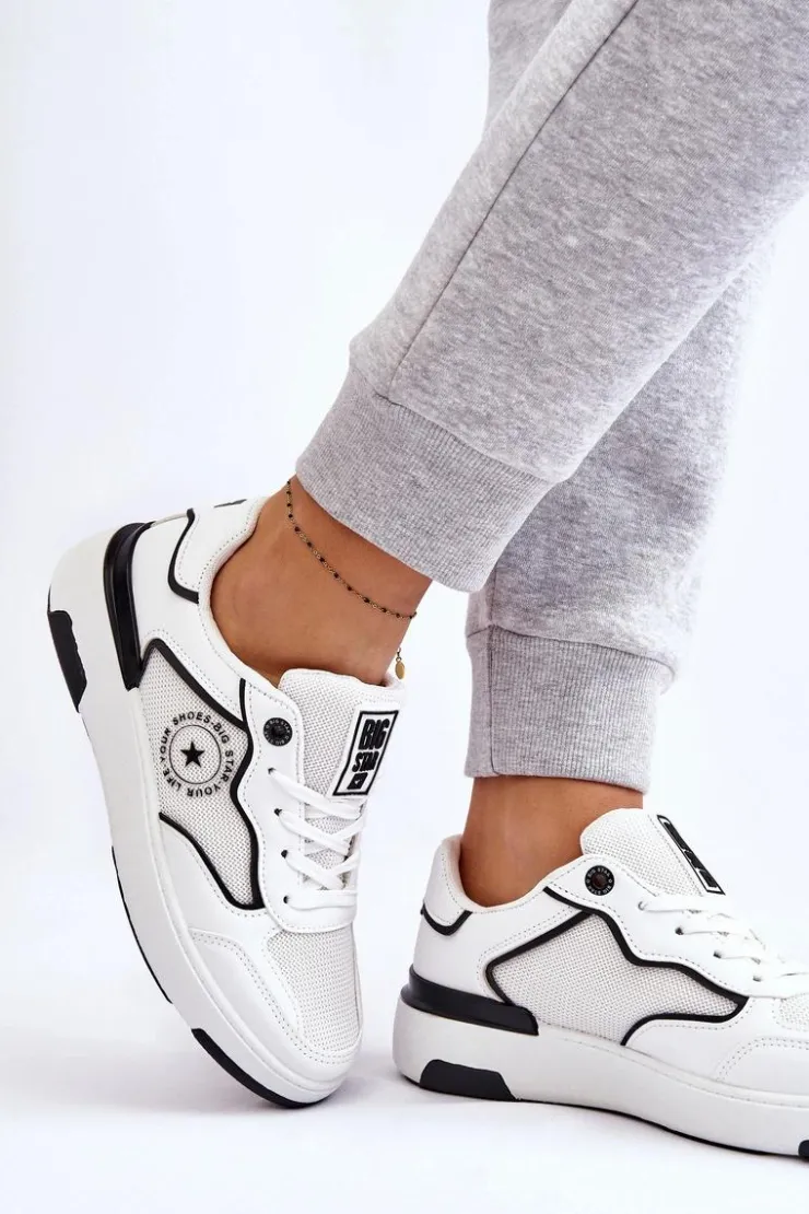 Damskie Big Star Shoes Damskie Sportowe Buty Big Star LL274440 Biało-Czarne