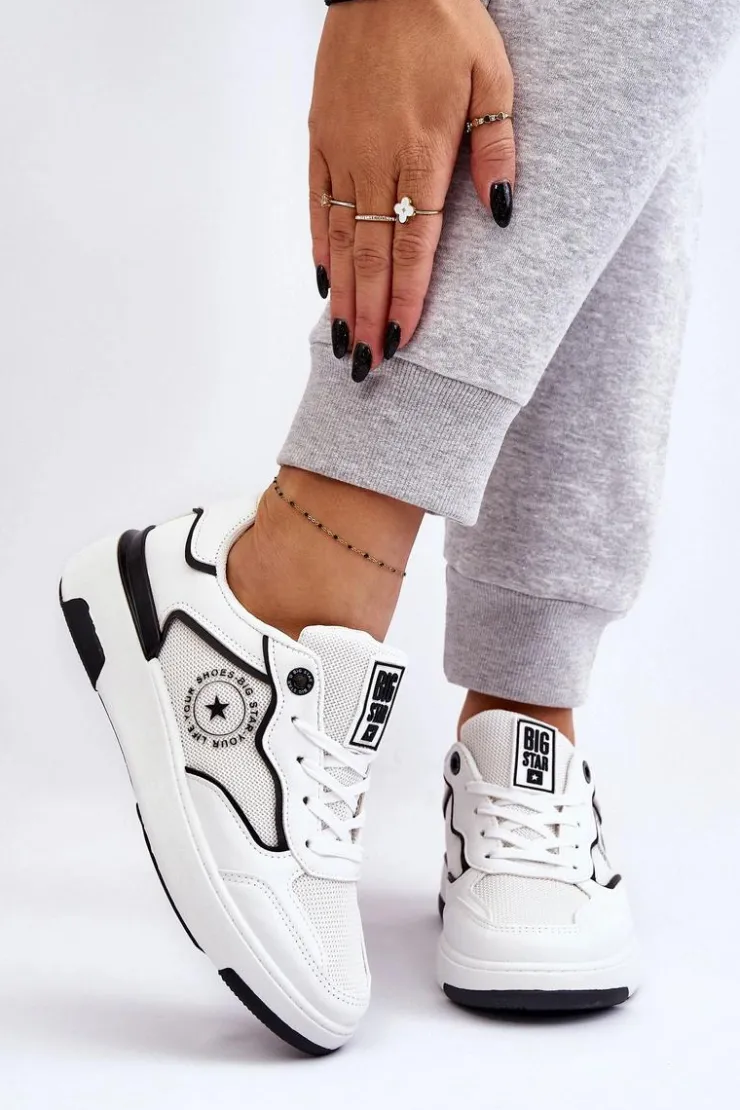Damskie Big Star Shoes Damskie Sportowe Buty Big Star LL274440 Biało-Czarne