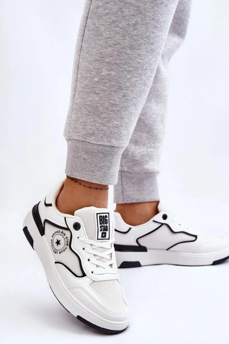 Damskie Big Star Shoes Damskie Sportowe Buty Big Star LL274440 Biało-Czarne