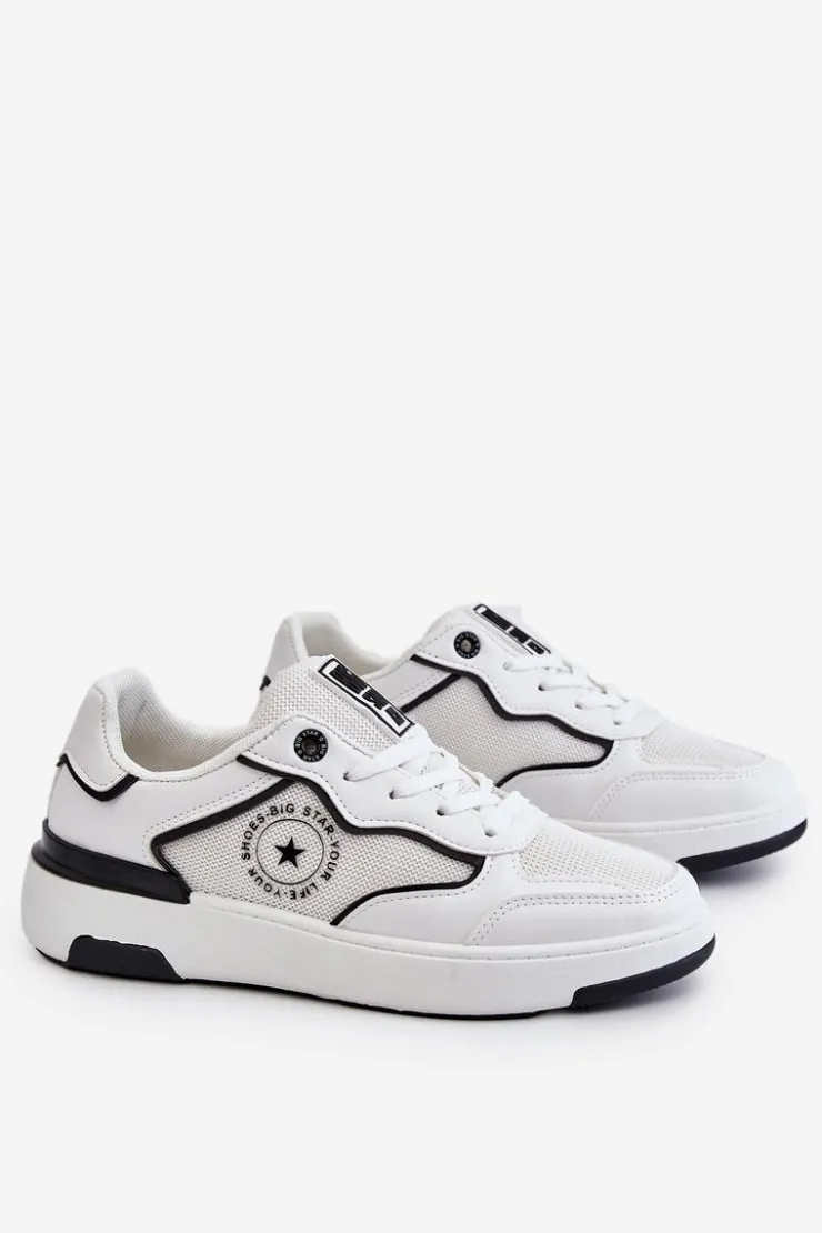 Damskie Big Star Shoes Damskie Sportowe Buty Big Star LL274440 Biało-Czarne