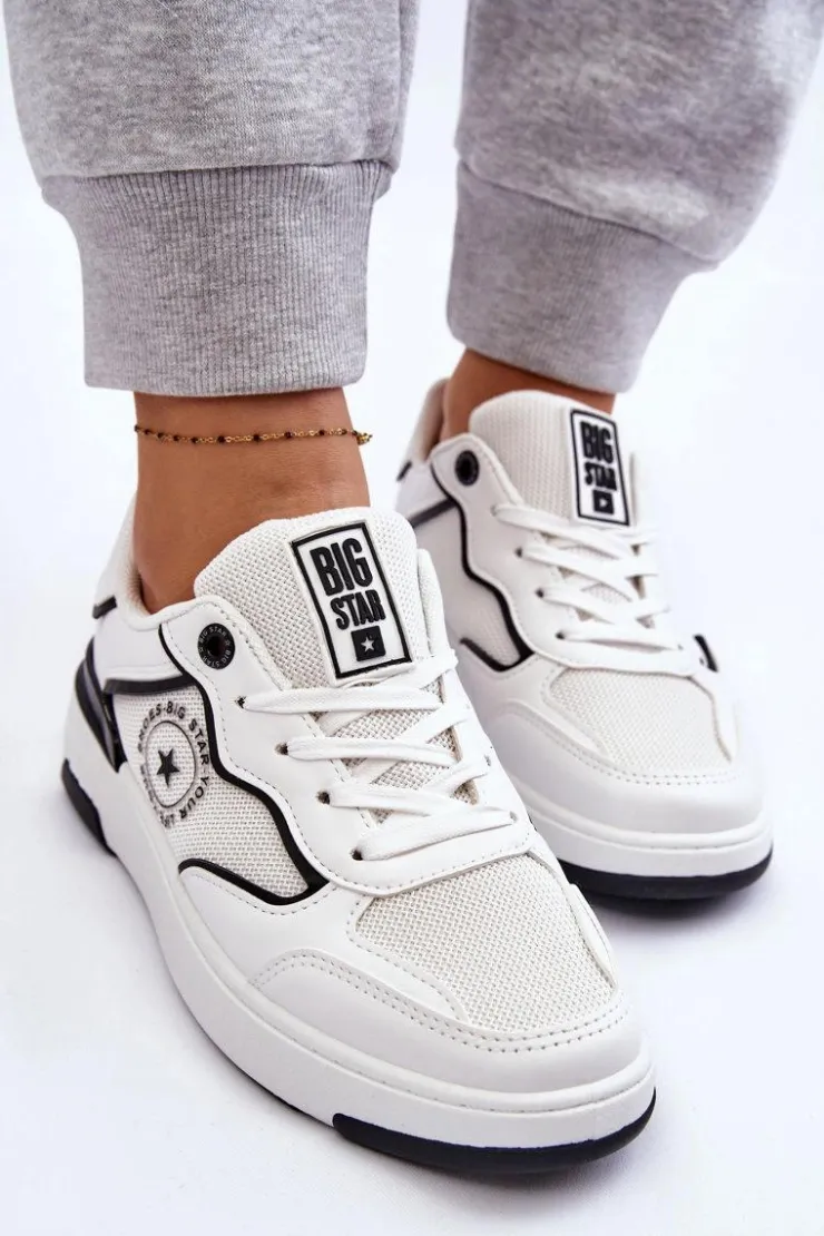 Damskie Big Star Shoes Damskie Sportowe Buty Big Star LL274440 Biało-Czarne