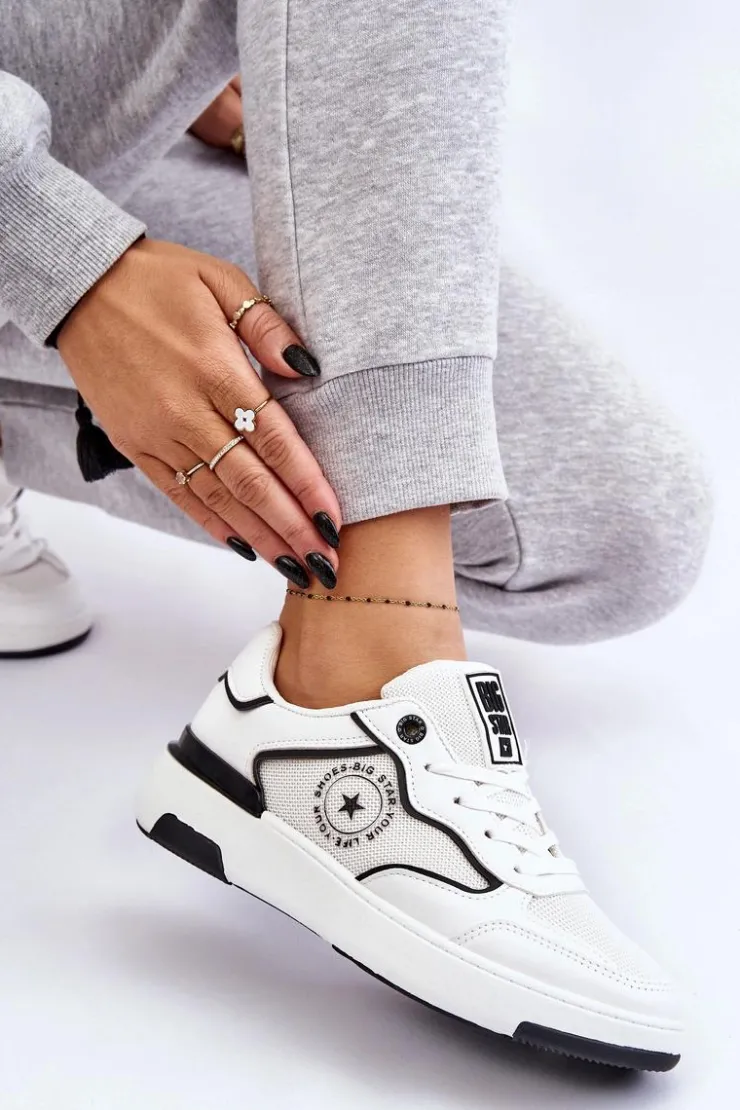 Damskie Big Star Shoes Damskie Sportowe Buty Big Star LL274440 Biało-Czarne