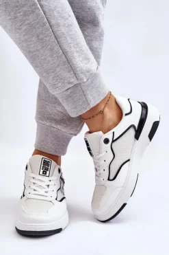 Damskie Big Star Shoes Damskie Sportowe Buty Big Star LL274440 Biało-Czarne