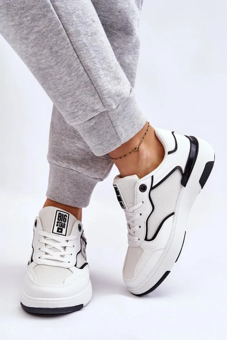 Damskie Big Star Shoes Damskie Sportowe Buty Big Star LL274440 Biało-Czarne
