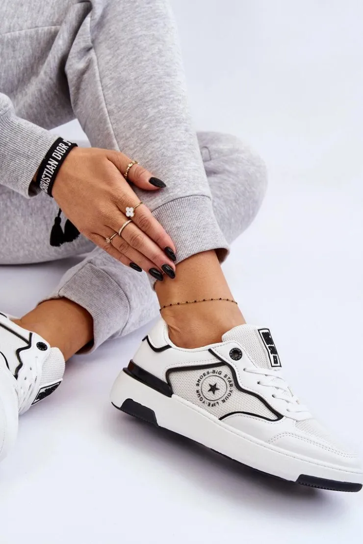 Damskie Big Star Shoes Damskie Sportowe Buty Big Star LL274440 Biało-Czarne