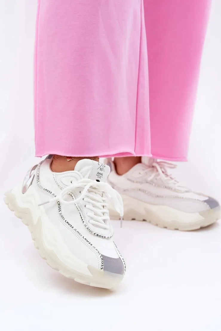 Online Cross Jeans Damskie Sportowe Buty II2R4017C Białe Biały