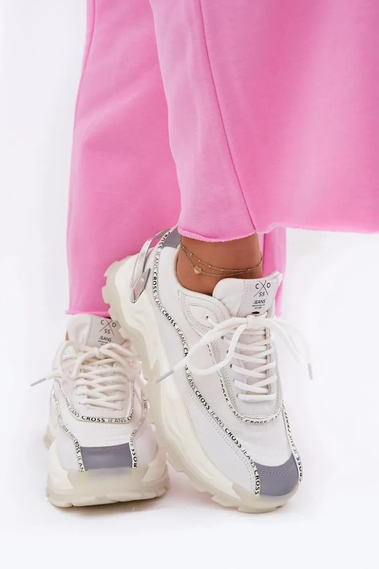 Online Cross Jeans Damskie Sportowe Buty II2R4017C Białe Biały