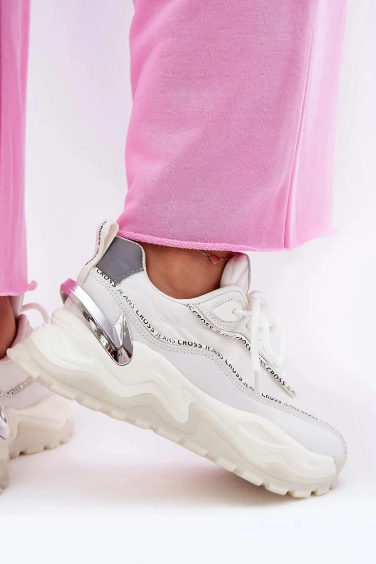 Online Cross Jeans Damskie Sportowe Buty II2R4017C Białe Biały