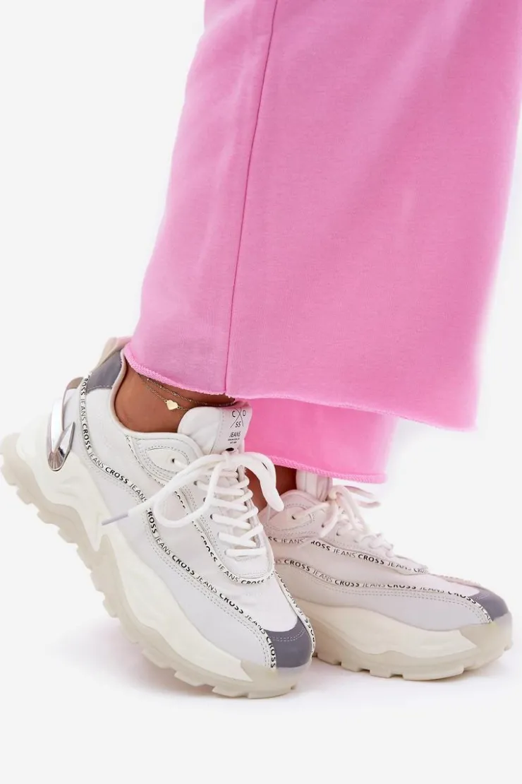 Online Cross Jeans Damskie Sportowe Buty II2R4017C Białe Biały