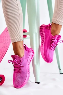 Boto Sneakersy Damskie*Damskie Sportowe Buty Materiałowe Różowe Lenney