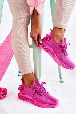 Boto Sneakersy Damskie*Damskie Sportowe Buty Materiałowe Różowe Lenney