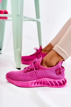 Boto Sneakersy Damskie*Damskie Sportowe Buty Materiałowe Różowe Lenney