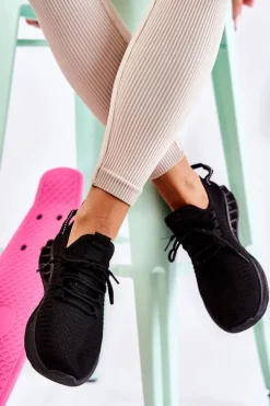 Boto Sneakersy Damskie*Damskie Sportowe Buty Materiałowe Czarne Lenney
