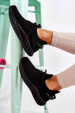Boto Sneakersy Damskie*Damskie Sportowe Buty Materiałowe Czarne Lenney