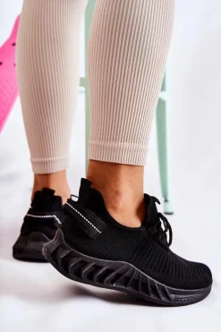 Boto Sneakersy Damskie*Damskie Sportowe Buty Materiałowe Czarne Lenney