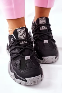 Big Star Shoes Buty Sportowe Na Platformie|Buty Sportowe Big Star*Damskie Sportowe Buty Memory Foam Big Star II274089 Czarne