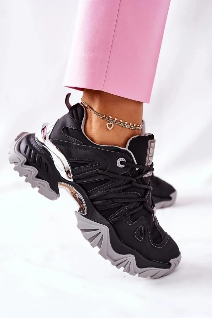 Big Star Shoes Buty Sportowe Na Platformie|Buty Sportowe Big Star*Damskie Sportowe Buty Memory Foam Big Star II274089 Czarne