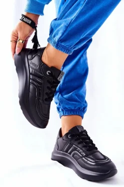 Best Big Star Shoes Damskie Sportowe Buty Memory Foam Big Star II274332 Czarne