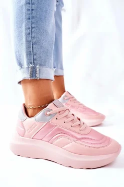 Big Star Shoes Trampki Damskie Big Star|Buty Sportowe Na Platformie*Damskie Sportowe Buty Memory Foam Big Star II274333 Różowe