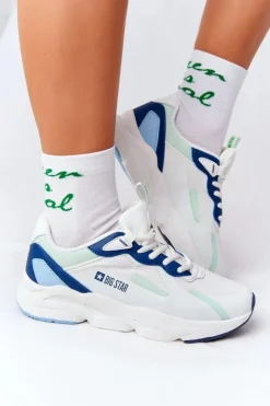 Hot Big Star Shoes Damskie Sportowe Buty Memory Foam Big Star HH274810 Biało-Zielone